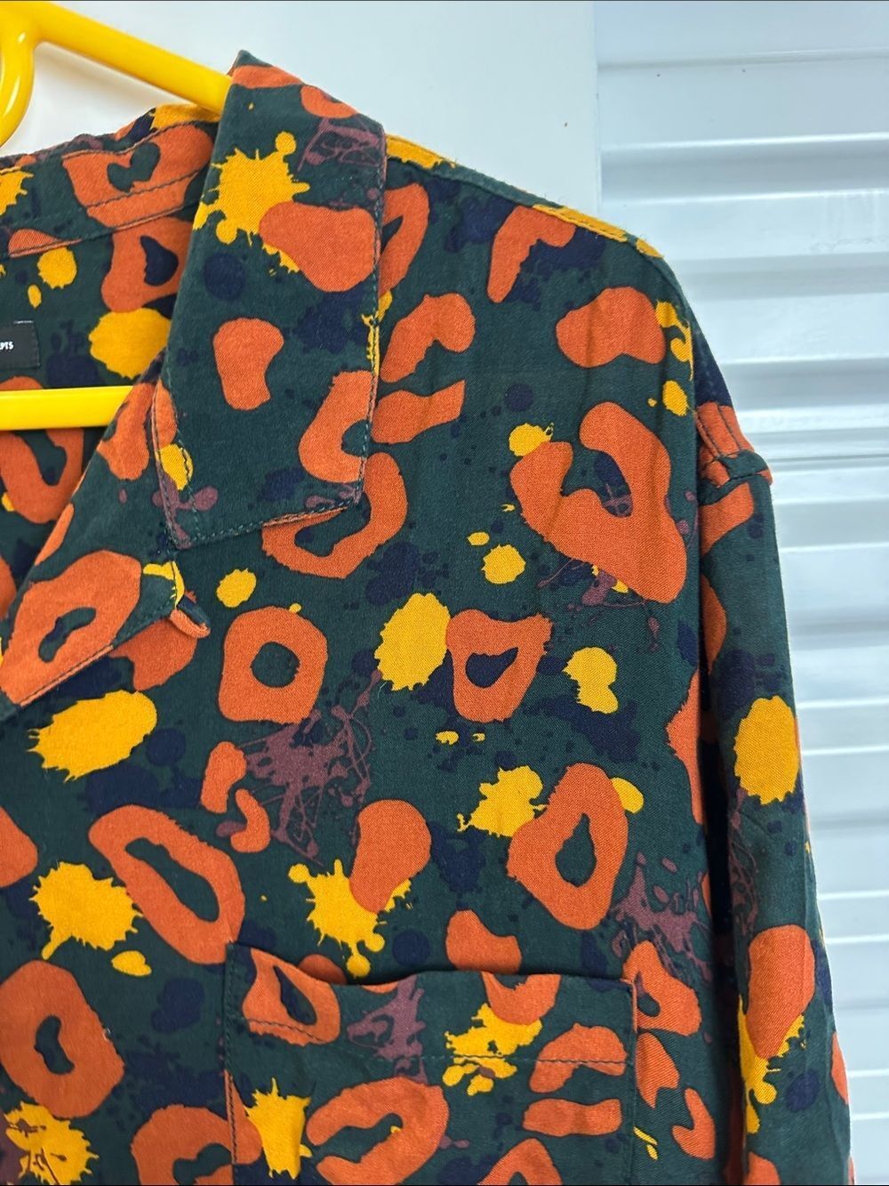 INC Short-Sleeve Button Shirt with Orange & Yellow Print - Picture 6 of 10